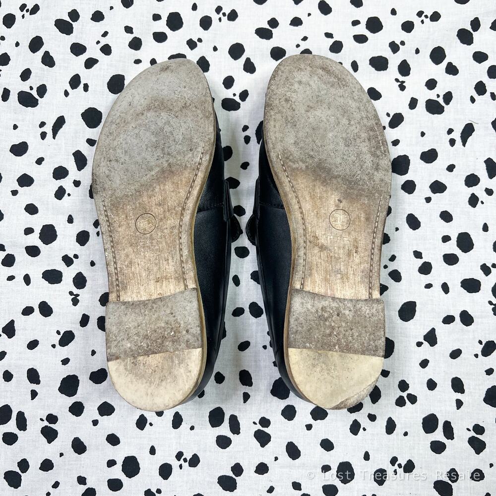 Chanel | Black Leather CC Logo Classic Penny Loafers Designer Flats Size 36 - Picture 7 of 9